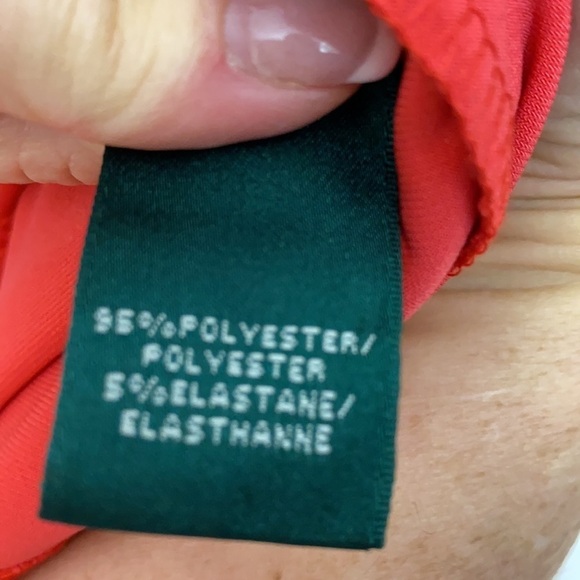 Lauren Ralph Lauren coral knit body con dress w/ front draping & side ruching 10 - Picture 5 of 5